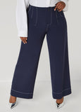 Plus Size Seam Detailed Wide Leg Pants