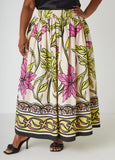 Plus Size Floral Print Poplin Maxi Skirt