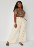 Belted Paperbag Wide Leg Pants