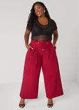 Belted Paperbag Wide Leg Pants