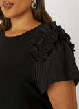Ruffled Poplin Paneled Tee