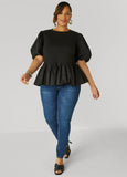 Puff Sleeved Peplum Tee