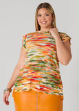 Plus Size Printed Ruffle Trimmed Top