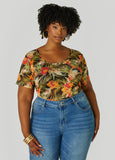 Plus Size Floral Mesh Tee