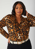 Animal Print Faux Wrap Top