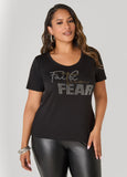 Plus Size Studded Faith Over Fear Tee