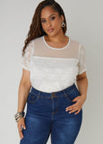 Plus Size Sequined Floral Mesh Top
