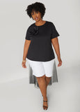 Plus Size Mesh Paneled Rosette Tee