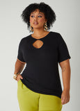Plus Size Twisted Keyhole Ribbed Top