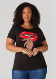 Plus Size Ssshh Glittered Graphic Tee