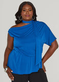 Plus Size Tie Neck Peplum Top