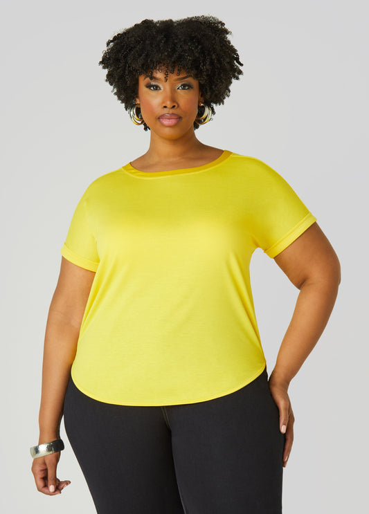 Satin Trimmed French Terry Tee