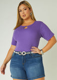 Crystal Keyhole Ribbed Top