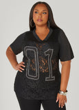 Plus Size Crystal 01 Lace Jersey Tee