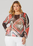 Plus Size Status Print Mesh Tee