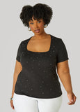 Square Neck Crystal Tee