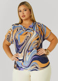 Plisse Swirl Print Top