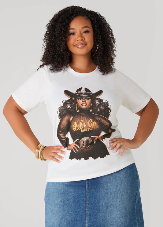 Plus Size Lets Go Girls Graphic Tee