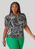 Ruched Tropical Print Shirt