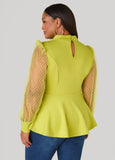 Mesh Paneled Cutout Peplum Top