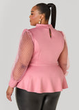 Mesh Paneled Cutout Peplum Top