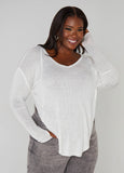 Slub Knit V Neck Top