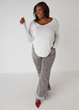 Slub Knit V Neck Top