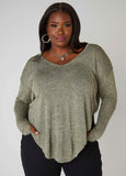 Slub Knit V Neck Top