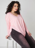 Slub Knit V Neck Top