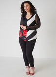 Mesh Sleeved Floral Print Top
