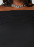 Off The Shoulder Ruched Mesh Top