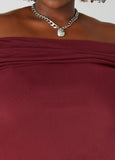 Off The Shoulder Ruched Mesh Top