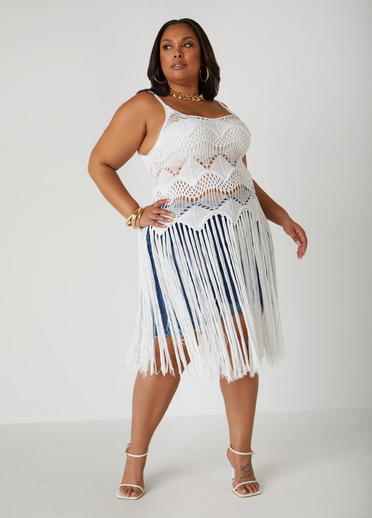 Fringed Crochet Knit Top