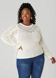 Plus Size Crochet Top Plus Size Open Knit Sweater Drawstring Knit Top