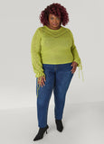 Plus Size Crochet Top Plus Size Open Knit Sweater Drawstring Knit Top