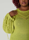 Drawstring Crochet Sweater