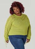 Plus Size Crochet Top Plus Size Open Knit Sweater Drawstring Knit Top