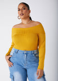 Off The Shoulder Ribbed Sweater