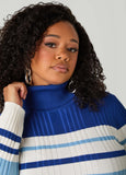 Striped Ribbed Turtleneck Sweater