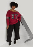 Off The Shoulder Varsity Sweater