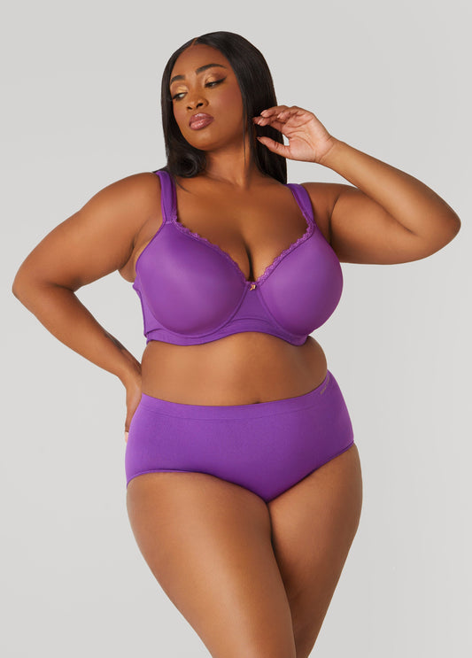 Plus Size Full Coverage Lace Trimmed Butterfly Bra