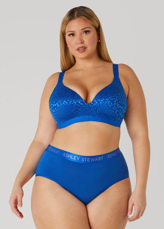 Plus Size Leopard Mesh Wireless Bra