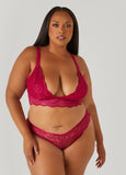 Plus Size Lace Bralette And Panty Set
