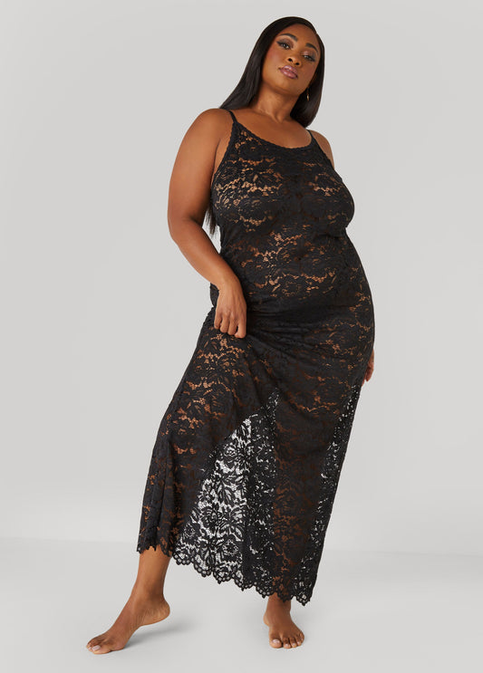 Plus Size Floral Lace Lingerie Gown