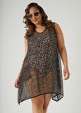 Plus Size Open Knit Hooded Cover Up