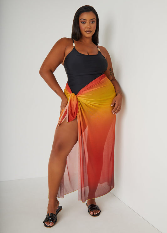 Plus Size Ombre Stretch Mesh Sarong