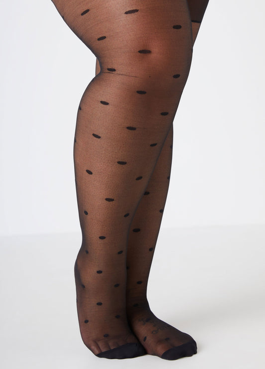 Flocked Polka Dot Footed Tights