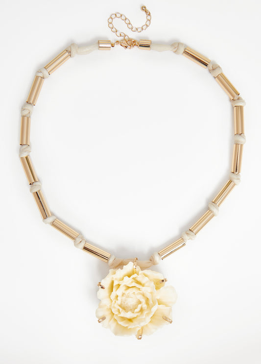 Rosette And Knotted Chiffon Necklace