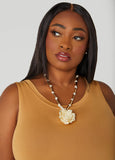 Rosette And Knotted Chiffon Necklace