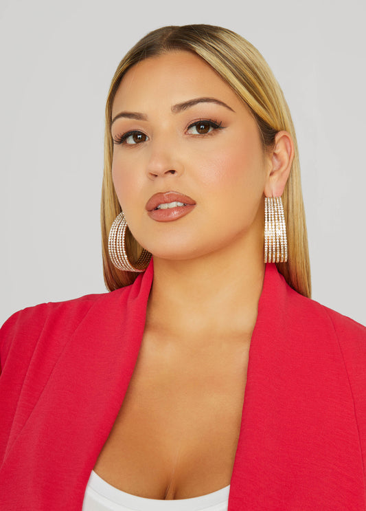 Pave Crystal Stacked Hoop Earrings